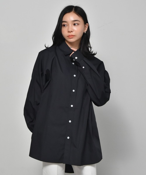 FRAMeWORK ブロードバックロゴシャツ　ストライプ　ゆったり FRAMeWORK ブロードバックロゴシャツ ストライプ ゆったり