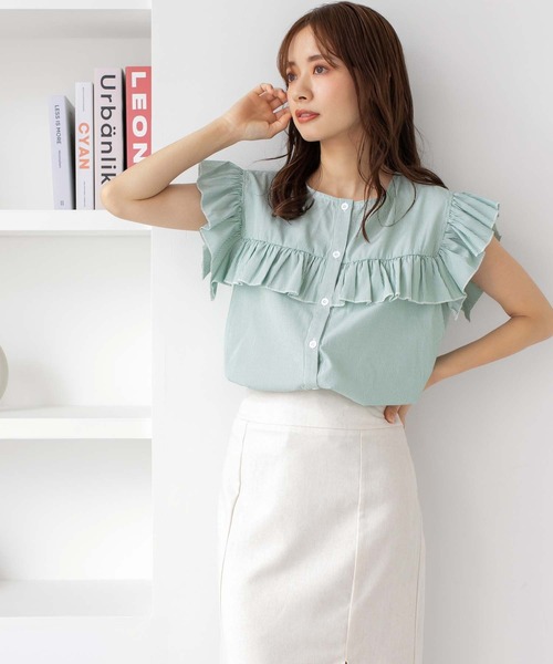casa_fline デザインカラーフリルブラウス アイボリーフリーサイズ♡美品 fifth シャツ ブラウス フリルデザインブラウス : ZOZOTOWN