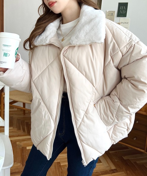 綺麗❗️切替ファー 極暖肉厚 フレアダウンジャケット マット XL