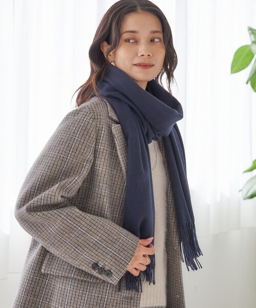 新品同様 定価14.4万円 ベルルッティ スクリットカシミヤストール マフラー SHIPS（シップス） ストール マフラー ソリッド カシミヤ ストール