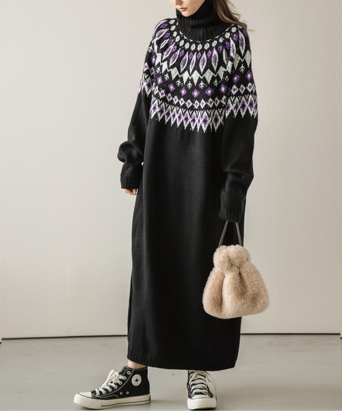 ブラックニットロングワンピース SUGAR BISKET（シュガービスケット） ワンピース ニットロング
