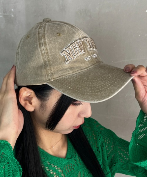 Loco Ocean キャップ 帽子 NEWYORK 刺繍ロゴ ダメージデニム