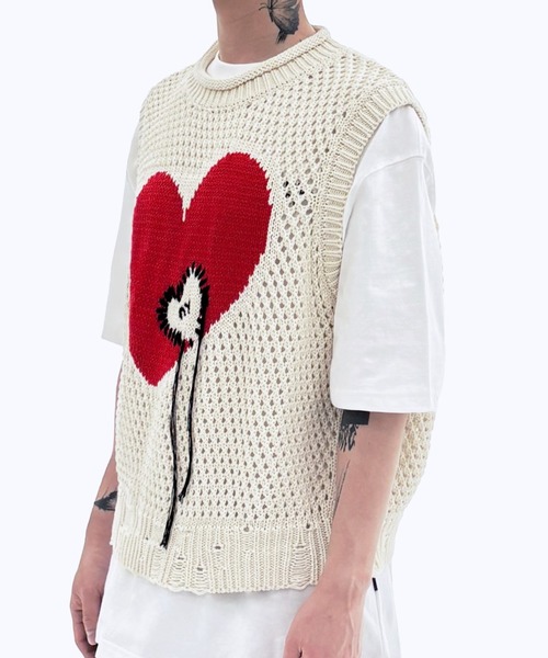 ベスト ジレ 「OY/オーワイ」 HEART STITCH KNIT VEST/ハートステッチニットベスト レディース メンズ OY ベスト ジレ 「OY/オーワイ」 HEART STITCH KNIT VEST/ハート