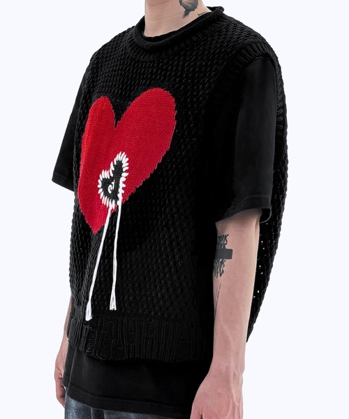 ベスト ジレ 「OY/オーワイ」 HEART STITCH KNIT VEST/ハートステッチニットベスト レディース メンズ OY ベスト ジレ 「OY/オーワイ」 HEART STITCH KNIT VEST/ハート