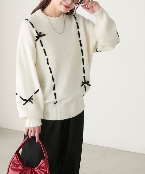 BONLECILL（ボンルシール） ニット セーター リボンステッチもちもち