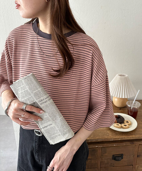 tシャツ 半袖 「24色展開」ワッフル半袖Tシャツ「WEB限定」 レディース | Discoat | 23
