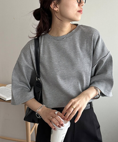tシャツ 半袖 「24色展開」ワッフル半袖Tシャツ「WEB限定」 レディース | Discoat | 08