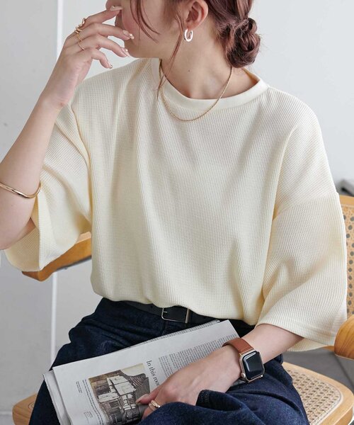 tシャツ 半袖 「24色展開」ワッフル半袖Tシャツ「WEB限定」 レディース | Discoat | 02