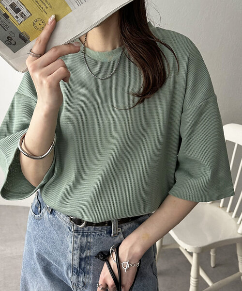 tシャツ 半袖 「24色展開」ワッフル半袖Tシャツ「WEB限定」 レディース | Discoat | 16