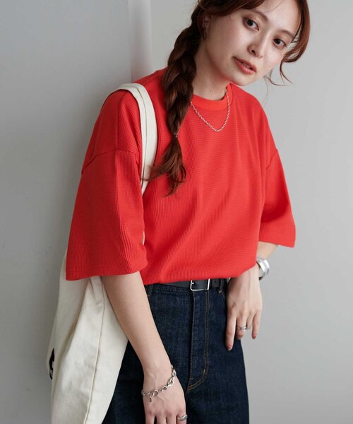 tシャツ 半袖 「24色展開」ワッフル半袖Tシャツ「WEB限定」 レディース | Discoat | 40