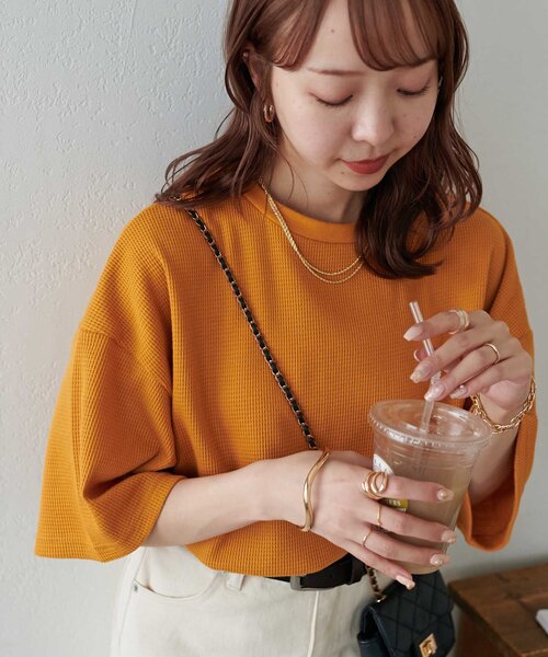 tシャツ 半袖 「24色展開」ワッフル半袖Tシャツ「WEB限定」 レディース | Discoat | 44