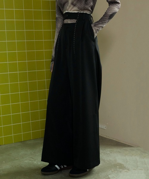MAISON SPECIAL スラックス パンツ Front Cut Stitch Wide Pants