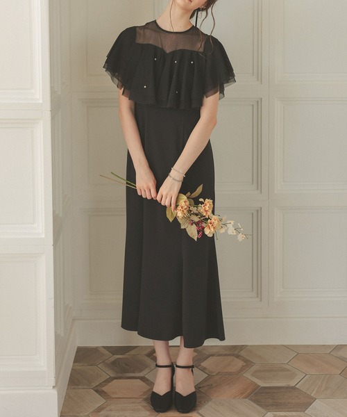 S*a様 美品　dorry doll パールラッフルドレス　M チャコール　オケ パールラッフルドレス | DorryDoll