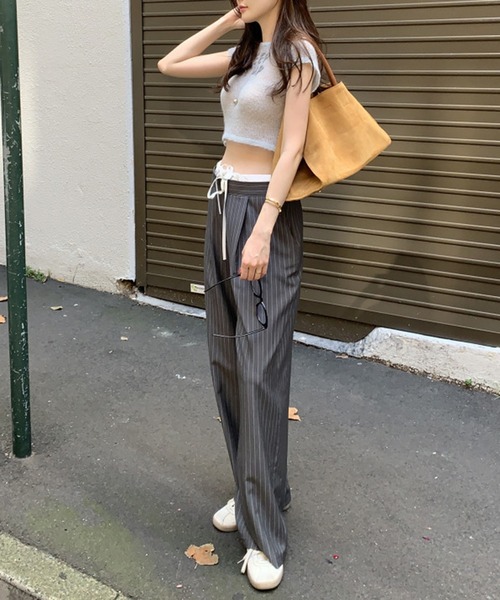 ピンストライプパンツ /Pinstripe Wrap Layered Pants PRANK PROJECT（プランクプロジェクト）の「ピンストライプ