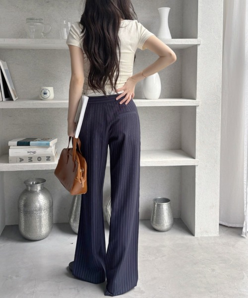ピンストライプパンツ /Pinstripe Wrap Layered Pants PRANK PROJECT（プランクプロジェクト）の「ピンストライプ
