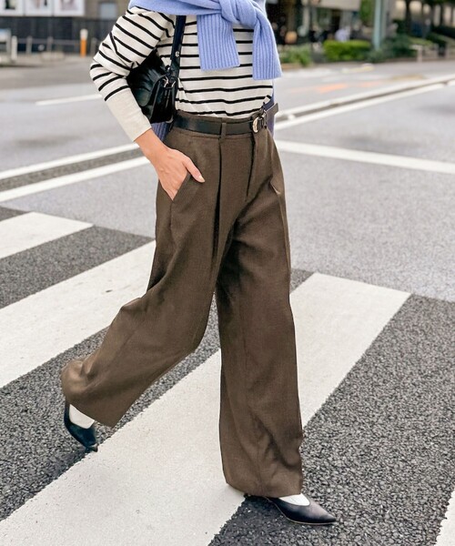 NOLLEY'S（ノーリーズ） パンツ ウォッシャブルウール調イージーワイド