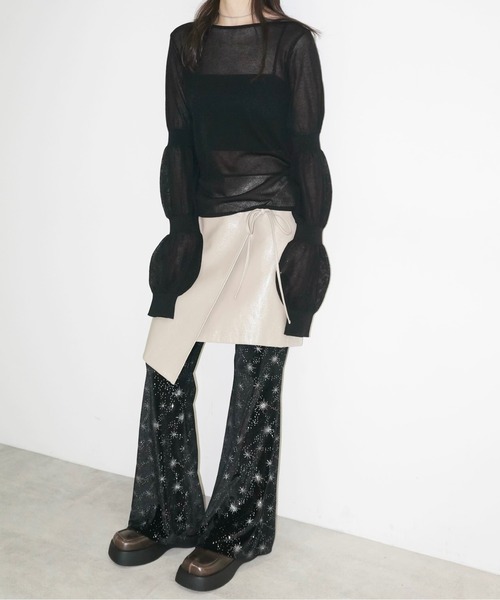 musubore パンツ velours leggings PT / ベロアフレアパンツ