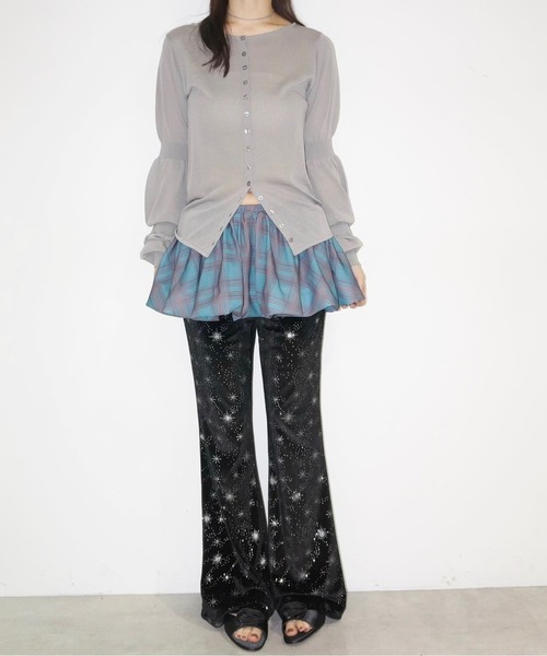 musubore パンツ velours leggings PT / ベロアフレアパンツ