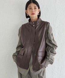 望*信様 ripvanwinkle レザー スタンドカラー ベスト civili SHIPS（シップス） ベスト ジレ Wai＋:スタンドカラー ベスト