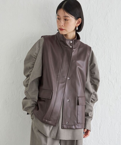 望*信様 ripvanwinkle レザー スタンドカラー ベスト civili Sandinista（サンディニスタ）の「W-Zip Stand Collar Riders / 2連