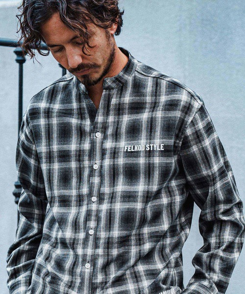 felkod（フィルコッド） シャツ ms5832-Flannel Check Band Collar