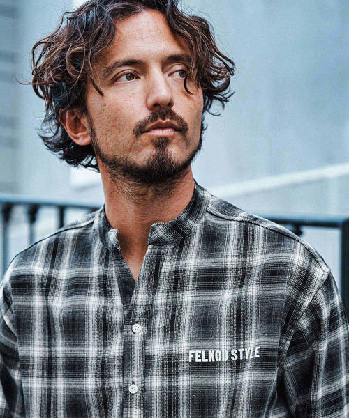felkod(フィルコッド) シャツ ms5832-Flannel Check Band Collar felkod(フィルコッド) シャツ ms5832-Flannel Check Band Collar