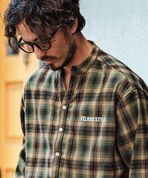 felkod（フィルコッド） シャツ ms5832-Flannel Check Band Collar