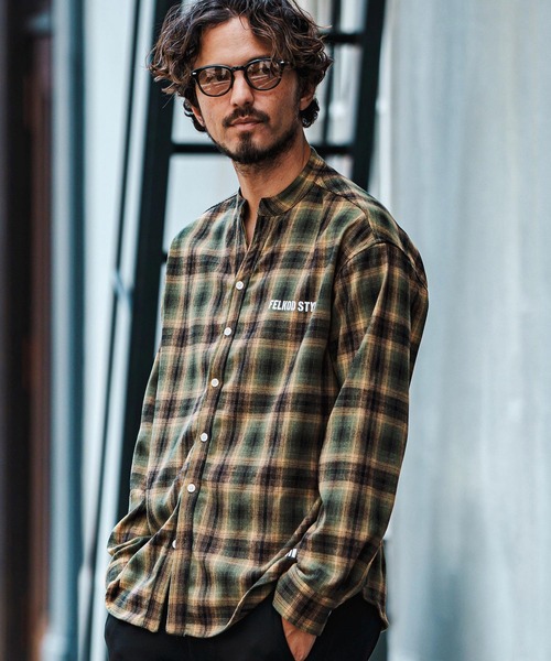 felkod（フィルコッド） シャツ ms5832-Flannel Check Band Collar