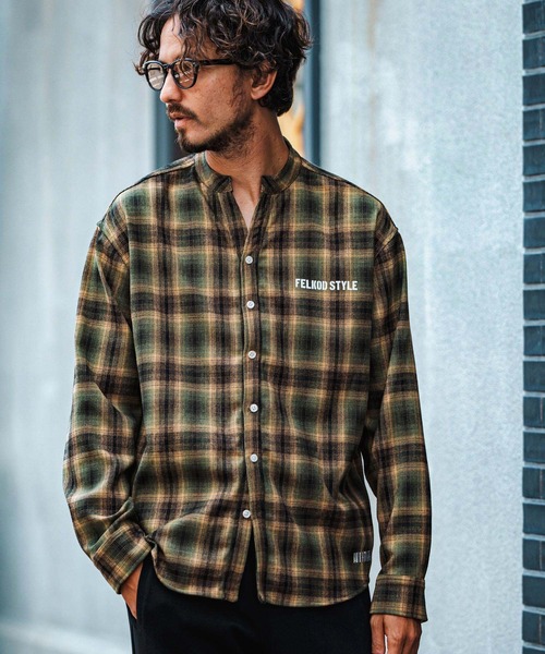 felkod（フィルコッド） シャツ ms5832-Flannel Check Band Collar