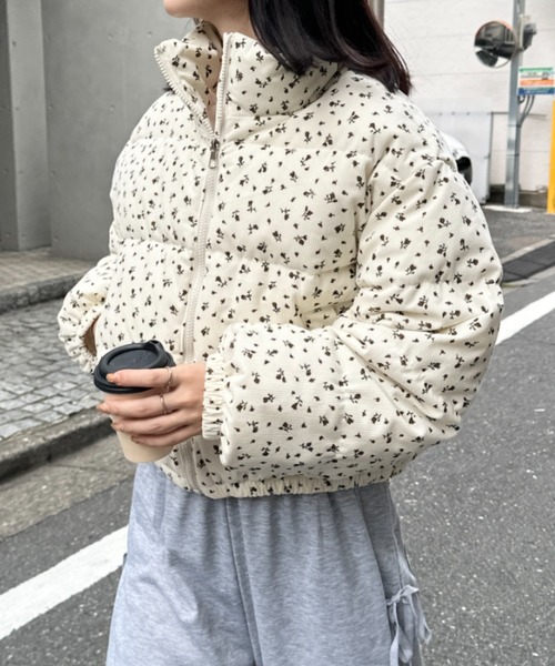 CLEA ダウンコート ダウンジャケット 小花柄ダウンブルゾン