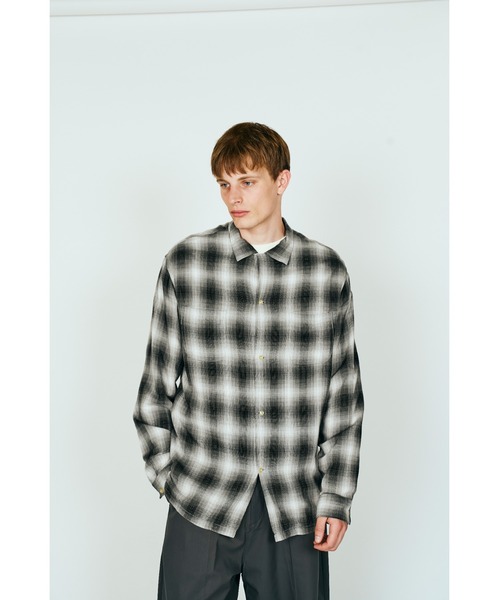 60s シャツ コットン チェック グレー グリーン ヴィンテージ// オンブレ TOWNCRAFT（タウンクラフト） シャツ 60S LOOP COLLAR SHIRT オンブレ