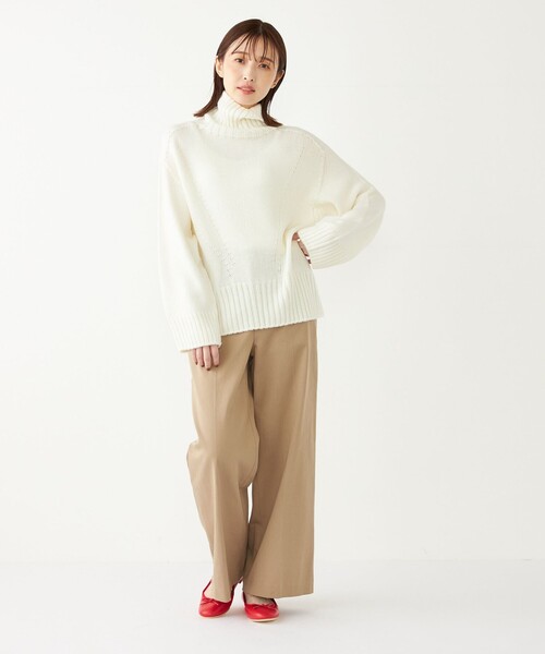 ベイジ今季新品【洗える】JULIE / シルク混カラーブロックタートルニット4 SHIPS Colors（シップスカラーズ） ニット セーター SHIPS Colors