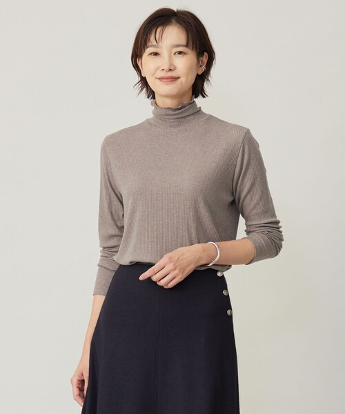 tシャツ カシミヤシルクリブタートル カットソー レディース