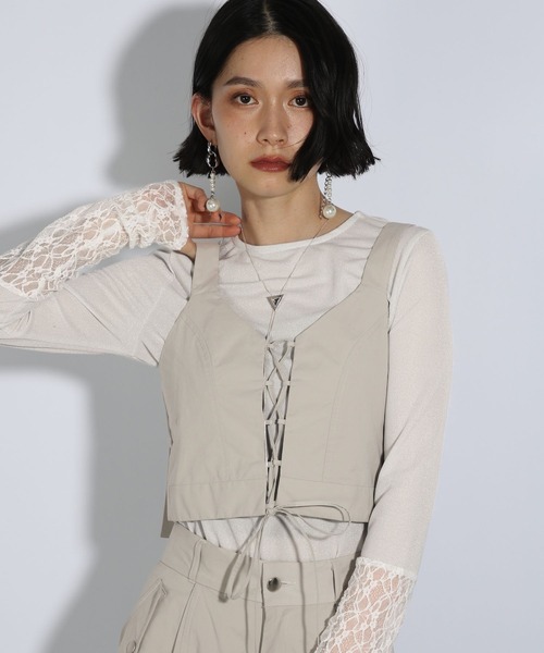 HARE ナイロンレースアップビスチェ(HARE) レディース