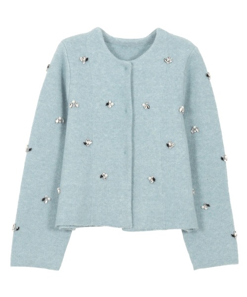 KOBE LETTUCE（神戸レタス） カーディガン ビジュー付きノーカラー