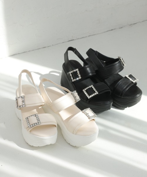 one after another NICE CLAUP サンダル ビジューバックルスポーツ