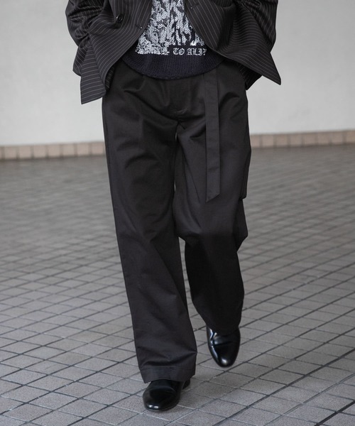 BANDEL ブラック ストレートパンツ ウォッシャブル】ストレートパンツ S＆M Knightsbridge ブラック 無地