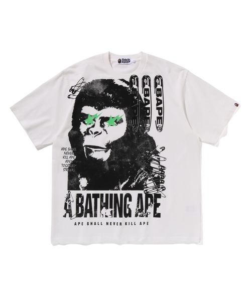 A BATHING APE tシャツ GARMENT DYE MULTI LOGO RELAXED FIT TEE
