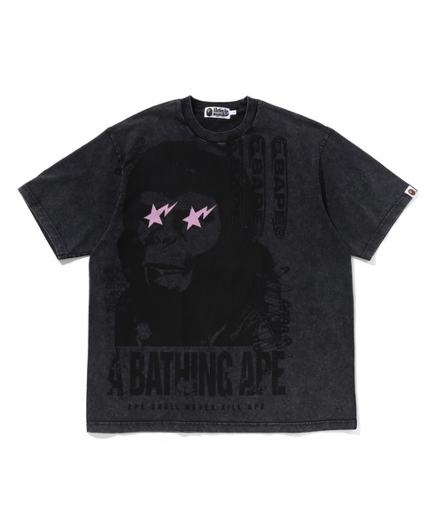 A BATHING APE tシャツ GARMENT DYE MULTI LOGO RELAXED FIT TEE