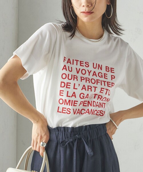 tシャツ SHIPS Primary Navy Label:ロゴ TEE レディース