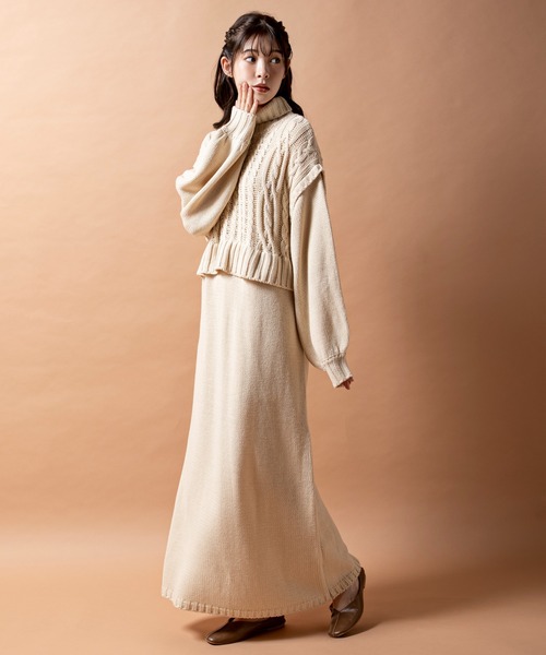 「MILLION CARATS」 ニットワンピース FREE ベージュ レディース_画像5