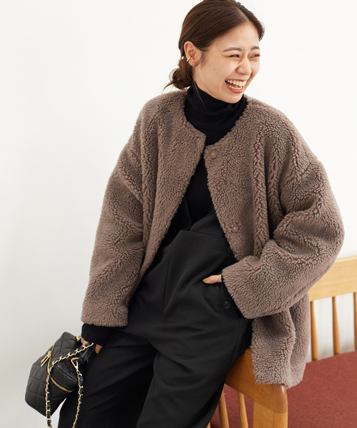 美品　relume ノーカラージャケット グレー JOURNAL STANDARD relume（ジャーナルスタンダード レリューム） ノー