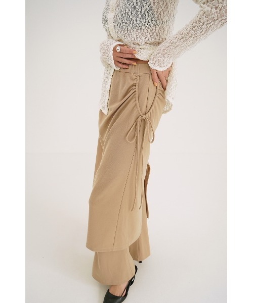 パンツ CLANE ROLL SKIR LAYERD PANTS CLANE パンツ CLANE/クラネ/PANTS LAYERED SIDE SHIRRING SKIRT