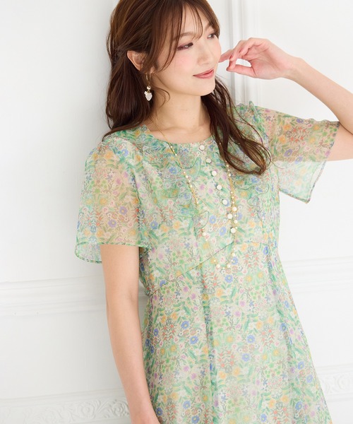 Jolly Poupee 【22fabric】フラワーガーデン/ワンピース Jolly Poupee ワンピース 「22fabric」フラワーガーデン/ワンピース