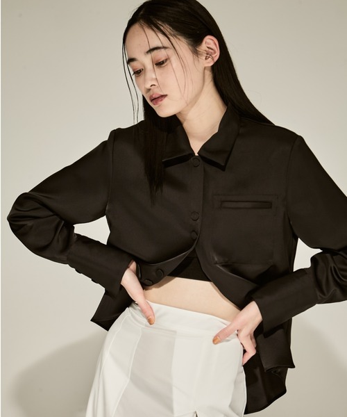 ブラウス シャツ 「STUDIOUS/ステュディオス」Stretch Satin Shirt/ストレッチサテンシャツ レディース STUDIOUS ブラウス シャツ 「STUDIOUS/ステュディオス」Stretch