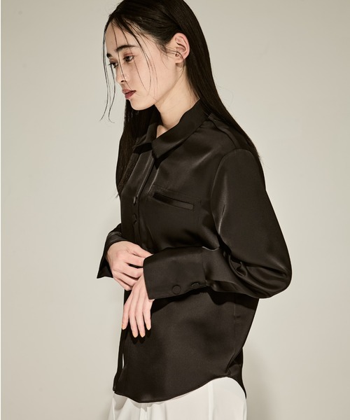 ブラウス シャツ 「STUDIOUS/ステュディオス」Stretch Satin Shirt/ストレッチサテンシャツ レディース STUDIOUS ブラウス シャツ 「STUDIOUS/ステュディオス」Stretch