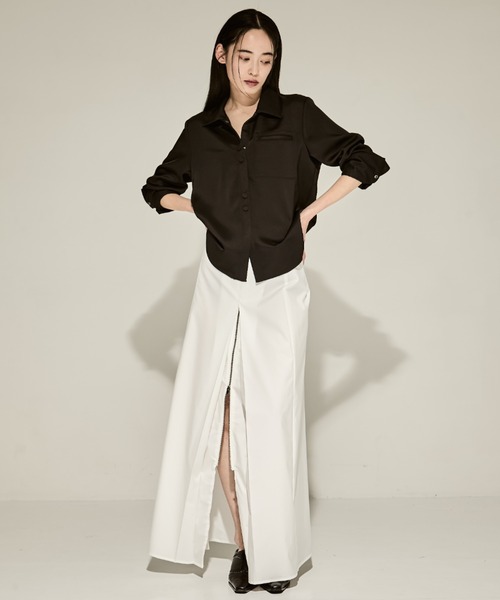 ブラウス シャツ 「STUDIOUS/ステュディオス」Stretch Satin Shirt/ストレッチサテンシャツ レディース STUDIOUS ブラウス シャツ 「STUDIOUS/ステュディオス」Stretch