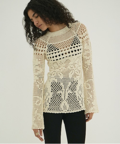 CLANE（クラネ） ニット セーター BACK OPEN CROCHET KNIT TOPS