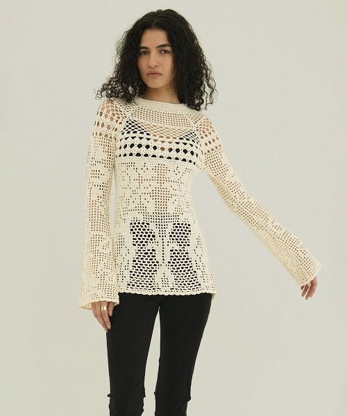 CLANE（クラネ） ニット セーター BACK OPEN CROCHET KNIT TOPS