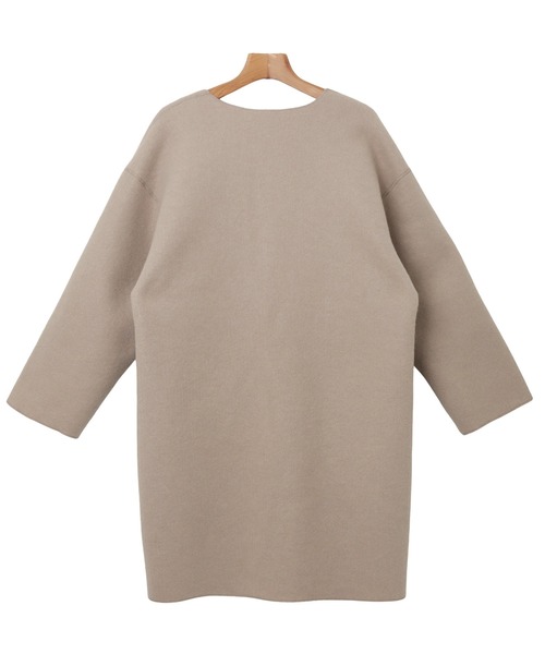 「andme」 ノーカラーコート M カーキ レディース_画像8